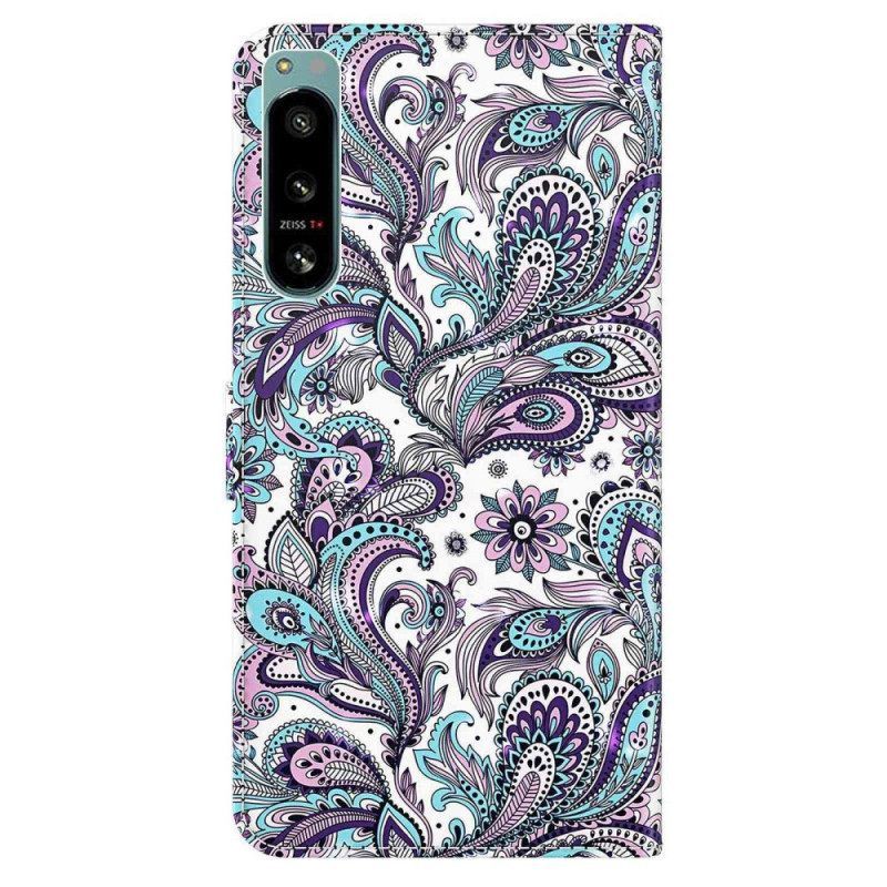 δερματινη θηκη Sony Xperia 5 IV με κορδονι Strappy Paisley Pattern